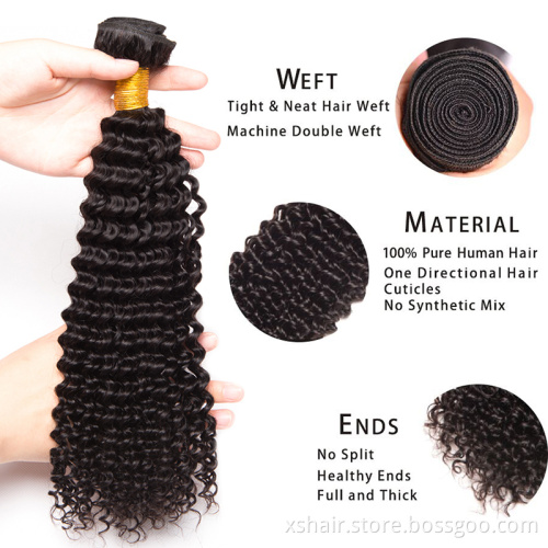 Factory bulk unprocessed raw virgin kinky curly human hair bundles with frontal and closure kinky curly hair